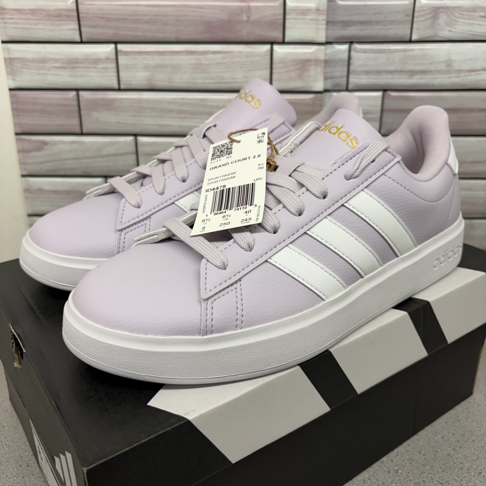 New Adidas Vl Court 2.0 Cloudfoam comfort Purple /White size 8 Women’s - Picture 2 of 9